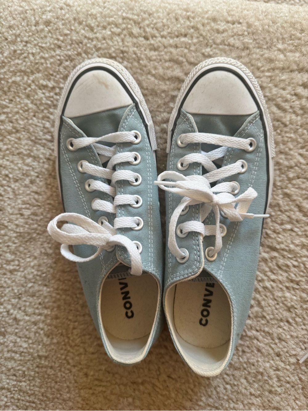 Converse Kids Low Top Sneakers in Light Blue with White Accents - Picture 1 of 3